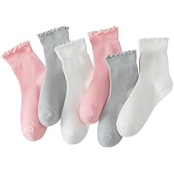 Hstyle 6 Pairs of Ruffle Socks Women, Cute Ruffle Ankle Socks
