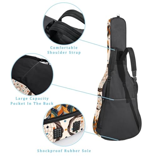 JRHEJTHH Housse de guitare acoustique imperméable et pliable avec bandoulière réglable pour guitare acoustique de 101,6 cm, 104,4 cm, 106,7 cm, rembourrage épais, motif attrape-rêves, Multicolore 4., - Les Beatles, Paul McCartney, John Lennon, RIngo Starr, George Harrison JRHEJTHH Housse de guitare acoustique imperméable et pliable avec bandoulière réglable pour guitare acoustique de 101,6 cm, 104,4 cm, 106,7 cm, rembourrage épais, motif attrape-rêves, Multicolore 4., – Image 4