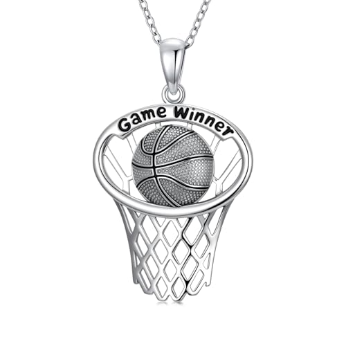 LONAGO Collar de béisbol, fútbol, baloncesto, hockey, plata de ley 925, collar deportivo para hombres y mujeres, joyería deportiva, graduación, regalos de cumpleaños, Plata esterlina, Sin piedra