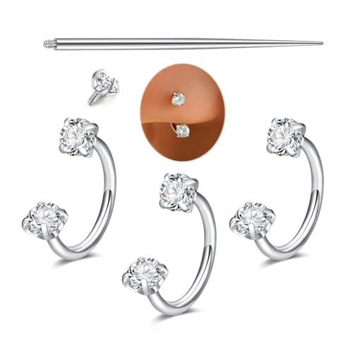 MODRSA Silver Gold Horseshoe Nose Ring 20g 18g Double Gem Horse Shoe Nose Ring Hoop for Women Surgical Steel U Shaped Half Tragus Earring Hoops Helix Piercing Jewelry Septum Rings 20 gauge Nose Stud