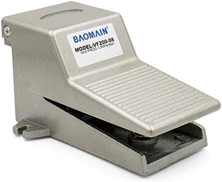 Baomain Pneumatic Air Foot Pedal Valve VF200-08 PT 1/4" Nonslip Momentary 2 Position 3 Way Foot Switch