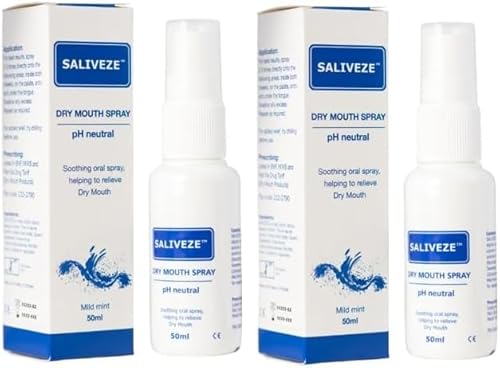 Saliveze Mouth Moisture Spray 50ML Artificial Saliva Solution Neutral pH MNT - Two Packs