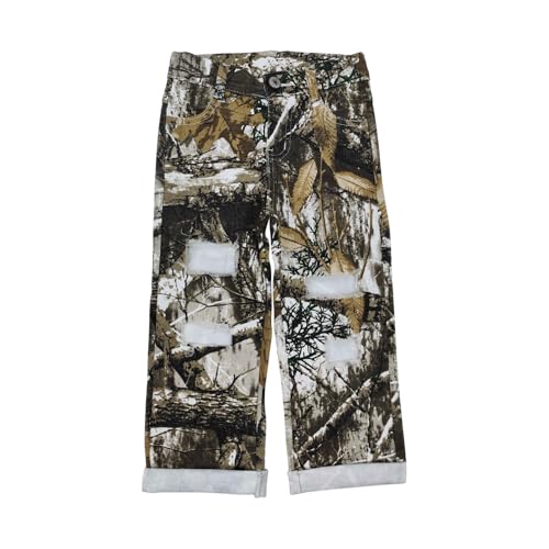 P0410 Western camo Leaf Buttons Zipper Straight Little Kids Jeans Pants