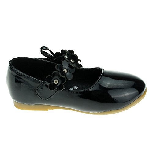 Kids PU Flower Slip on Flats Fashion Oxford,Black,Toddler 6.5M4