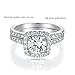 MDFUN 18K White Gold Plated Cubic Zirconia Two-In-One Halo Wedding Engagement Promise Eternity Ring for Women Size 7