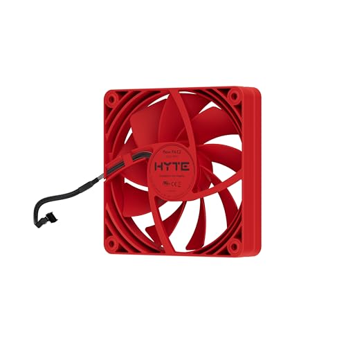 Image of Hyte Flow FA12 120mm PC Case Fans 4-Pack, High Performance, Low Noise, 1500 RPM, 4-Pin PWM, Fluid Dynamic Bearing - Wild Cherry (Red)