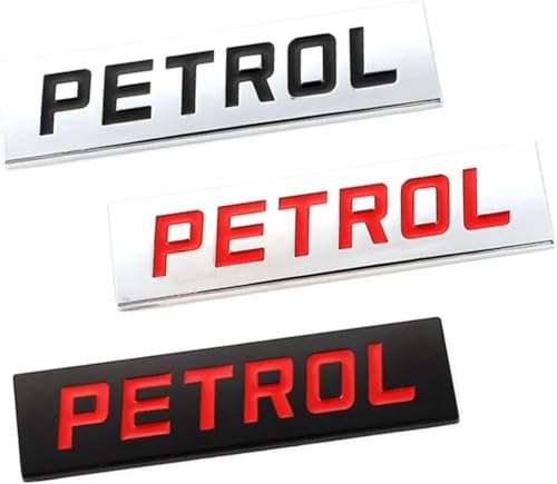 Image of AutoBizarre 3D Raised Petrol Metal Monogram Emblem Badge Sticker for All Cars & Bikes (Silver Red)