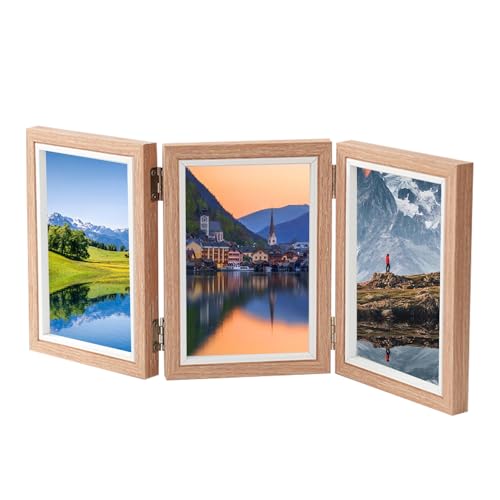 Facile posizionamento delle foto: aggiungi un tocco di modernità alle tue foto con questo set di tre cornici. La sua finitura elegante e il design a cerniera lo rendono un espositore elegante e senza sforzo che si adatta perfettamente all'arredamento di qualsiasi stanza.