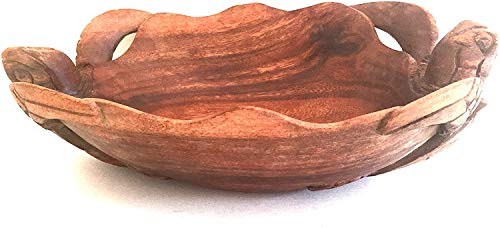 OMA Wooden Turtle Decorative Bowl Centerpiece Hand Crafted Fruit Bowl Serving Bowl Platter Candy Dish Home Decor XLarge