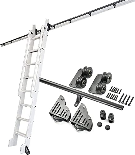 Rail mobile noir avec roulettes pour kit de quincaillerie échelle coulissante