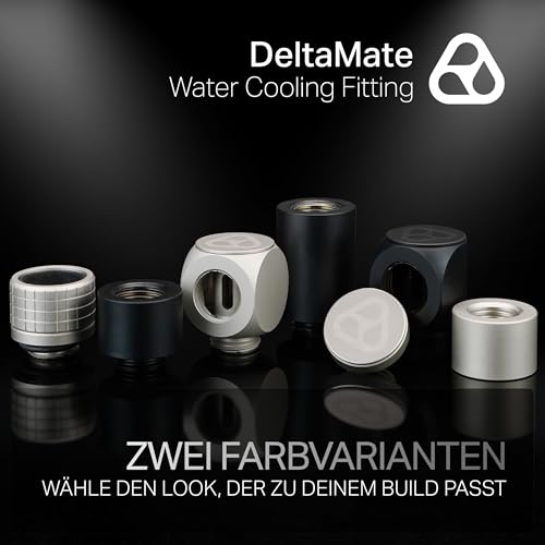 Image of Thermal Grizzly - DeltaMate - HT14 - Hard Tube Fitting - Black - CNC-machined brass - G1 /4 inch thread, OD 14mm - for rigid plastic /metal tubing in water-cooling systems