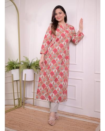 Fabnex Cotton Blend Regular Women Kurta Set (K-55-Grey-M_Grey