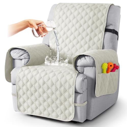 Image of TAOCOCO 100% Waterproof Recliner Chair Covers Reversible 22 inch, Off White