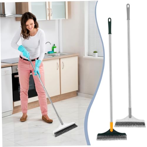 CONGARTENO Cepillo Multifuncional para Limpieza De Suelos y Juntas Cepillo para Azulejos y Rincones Diseño con Varilla Extendida Apto para Baño Cocina y Blanco