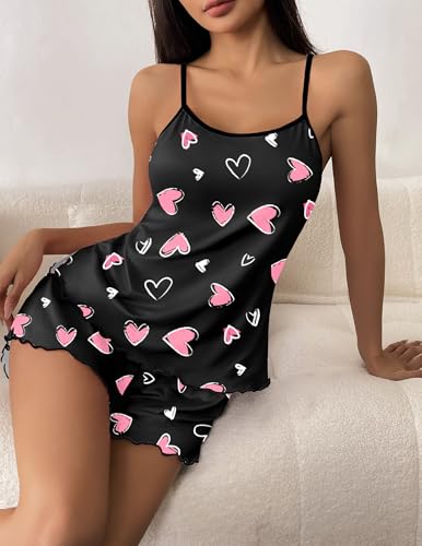 Image of Ekouaer Womens Cami Pajama Set Cute Printed Camisole Shorts Sleepwear | Tank Top and Shorts Lounge Set Soft Pjs for Daily Wear, Home, Party or Date Nights