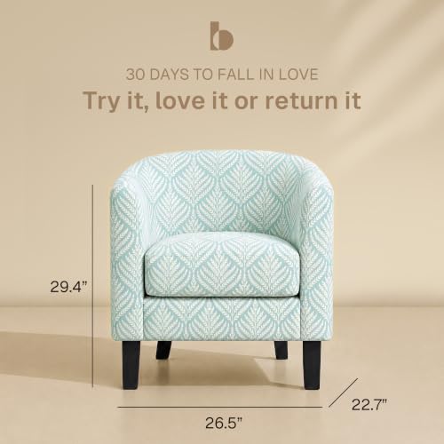 Image of BELLEZE Set of 2 Upholstered Barrel Accent Chair - Frond Blue
