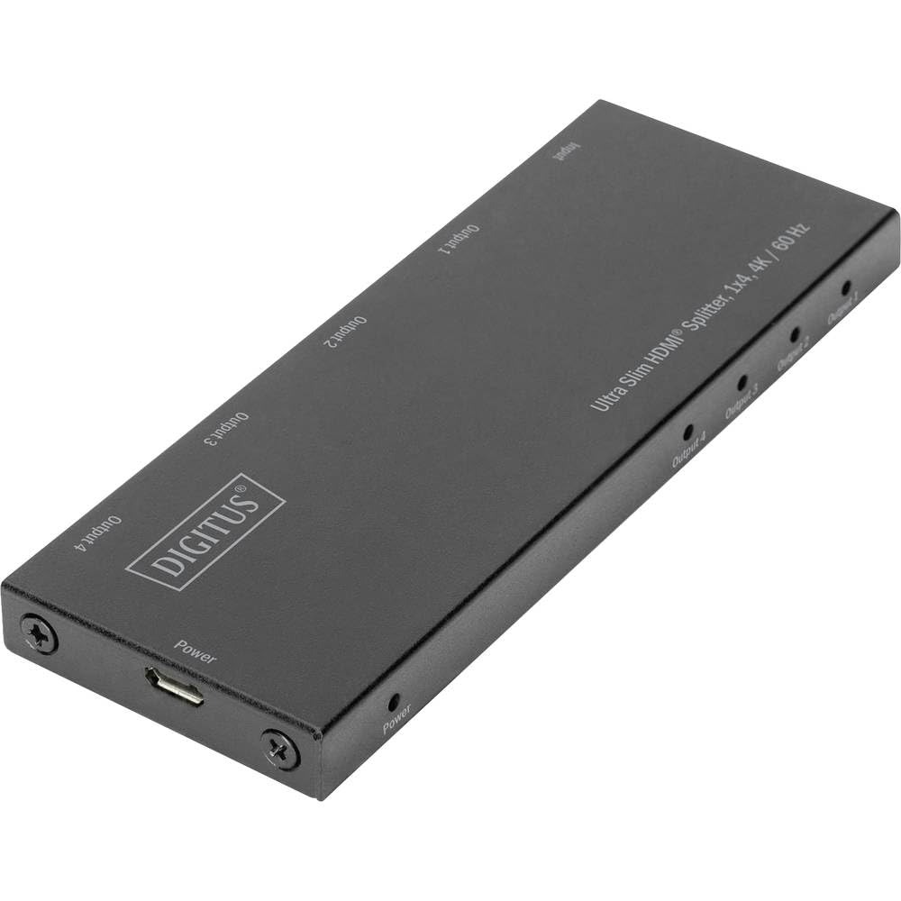 DIGITUS HDMI Splitter 1x4 – In 1-Port, Out 4-Port – UHD 4K 60Hz | HDMI 2.0, HDCP 2.2 / 1.4 – HDR, 3D, Deep Color, ESD-Schutz