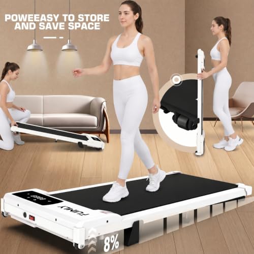 Image of FUNMILY Walking Pad with Incline 8%, 3.5HP Under Desk Treadmills for Home Office Apartment Dorm, 400lbs Capacity, LED Display, Portable Compact Space-Saving Design, Quiet Walking Pad Treadmill