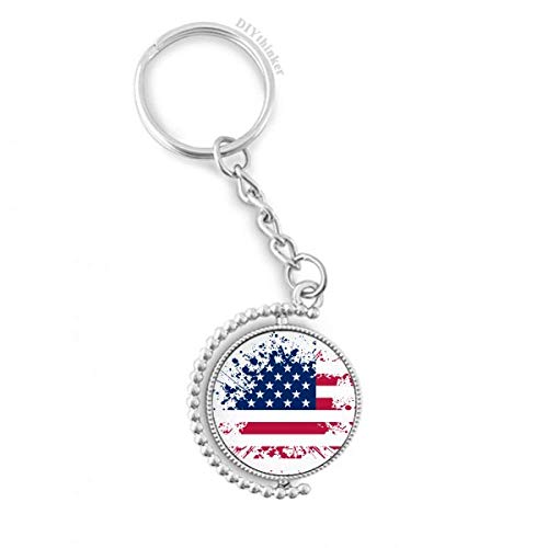 Llavero giratorio de bandera americana para llaves de coche y casa