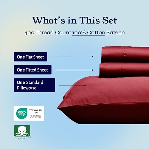 image for California Design Den Twin Sheets Set - Soft 400 Thread Count Sateen, 