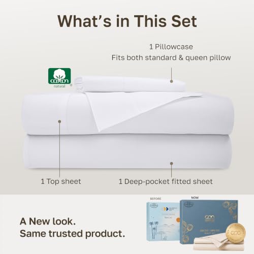 Image of California Design Den Softest 100% Cotton Sateen Twin Sheets Set,3 Pc,White