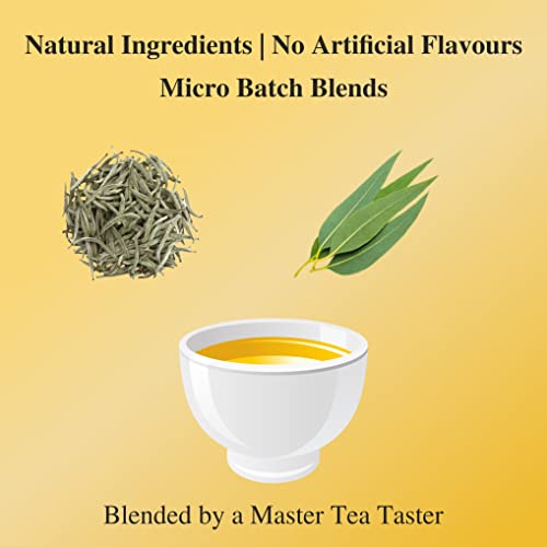 Image of Sancha Tea Boutique, Lemon Eucalyptus White, 25g Loose Silver Needle Buds with Eucalyptus Leaves, Refreshing Citrus & Herbal Blend, Premium Antioxidant Rich White