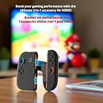 Power Grip + LED Charging Dock Compatible with Nintendo Switch 2 (2025) – Dual USB-C Controller Charging Station, Ergonomic Gaming Grip, FREE Stickers & Microfiber Cloth – Accessory Kit compatible with Switch 2