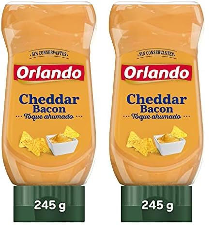 Orlando Salsa Queso Cheddar con Bacon Bocabajo 245g (Paquete de 2)