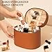 MaqSacion Makeup Bag Vanity Case for Women Leather Cosmetic Bag Makeup Organizer Case Portable Travel Toiletry Bag With Removable Compartments and Handle - Brown