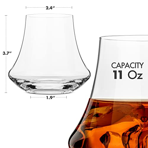 Yachmo Old Fashioned Whiskey Glasses (11 Oz) Set Of 4, Hand Blown Lead-Free Glass, Gift For Men #TOP2