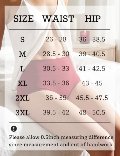 Mezluz Women's Cotton High Waisted Underwear (US, Alpha, Large, Regular, Regular, A-4 Pack 4 Colors) - image 6