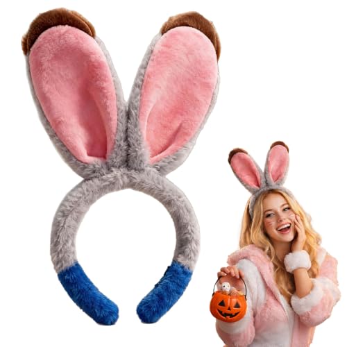 Reccisokz Disfraz ZootróPolis, Orejas De Conejo De Peluche Con Diadema, Para Carnaval, Pascua, CumpleañOs, Cosplay, Regalos Para NiñAs Y NiñOs
