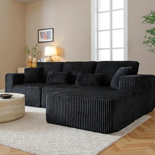 Image of 108 inch Boneless Couch for Living Room, L Shaped Modular Sectional Sofa