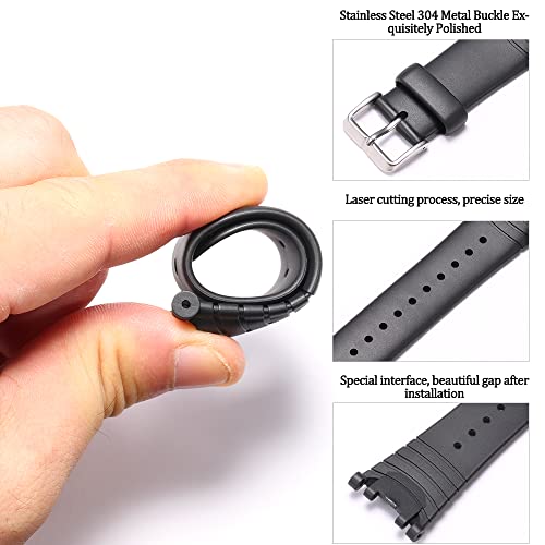 MCXGL Rubber Silicone Strap Replacement for SUUNTO Vector Sports Watchband Waterproof Rubber Smart Wristband(Silver Buckle) - Image 3