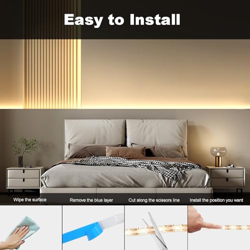 Cinta LED adhesiva 2x16.4ft blanco cálido batería miniatura 7