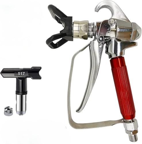 ✅ 10 Best Airless Sprayer for Cabinets 6 MAXAIR AIRLESS HIGH Pressure (3600PSI) Spray Gun RED with 517 Spray TIP & Nozzle Guard AIRLESS Pump Sprayer ACCESSORISES SPARES COMPITABLE with GRACO Wagner Titan