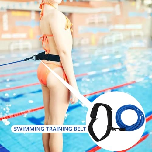 Schwimmgürtel Einstellbare Schwimmgürtel Pool Schwimmwiderstand Schwimmleine Durable für Schwimmingpools Widerstandstraining(Inklusive ohrstöpsel und nasenklammer)