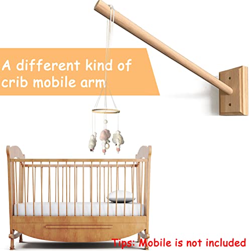 Mobile Wooden Arm, Wall Mounted Suitable For All Cribs 100% Natural Larch Hanger Nusery Decor Baby Room Safe Holder (Original Wood Color) #TOP5