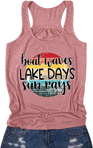 Pechar Lake Day Tanks Tops For Women Boating Tshirts Beach Casual Sleeveless T-Shirts Summer Vacation Shirt Vest #TOP1