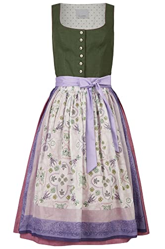 Hans Moser Dirndl Ausseer Leinendirndl mit handbedruckter Chiffon Schürze...