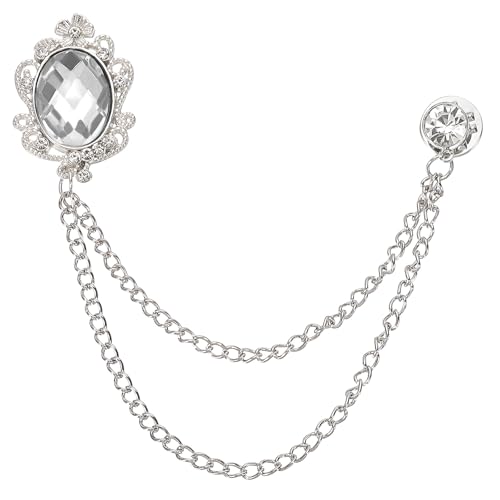 Image of PATIKIL Gem Hanging Chain Brooch Pins, Rhinestone Men's Gem Brooch Suit Pins Lapel Pins for Women Men