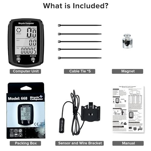 Khazna Bike Computer and Bicycle Odometer, Wired KM/H Bike, Speedometer with Automatic Wake-Up Cycling Speed Tracker LCD Display & Single Mileage & Multi-Functions & Calories Statistics Accessories