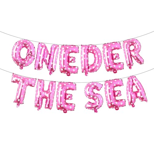 Image of Oneder The Sea First Birthday Decoration Oneder The Sea Party Favors Under The Sea Mermaid Party Backdrop Party Supplies Favors Balloon 1st Birthday Girl Decorations (ONEDER THE SEA Pink Heart)