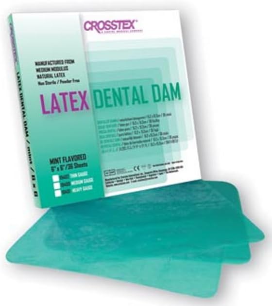 Latex Dental Dam Medium Green 5" x 5" Mint 52 Sheets/bx Powder Free Soft to The Tuch High tensile Strength