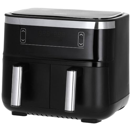 SEVERIN Friteuse à air chaud 2 850 W, Friteuse sans huile avec technologie à air chaud et 2 paniers de 3,25 litres chacun, Multicuiseur avec Fonction Déshydratation, Noir, FR 2453