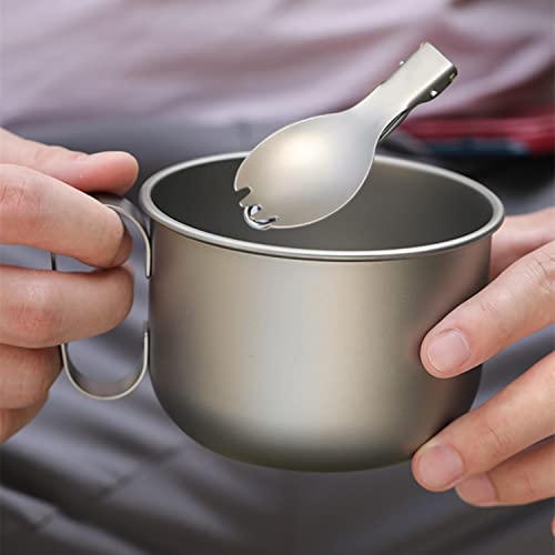 Borunda 500Ml Titanium Cup With Folding Handle Spoon Outdoor Camping Hiking Ultralight Coffee Tea Water Cups Mug 17.6 Oz #TOP3