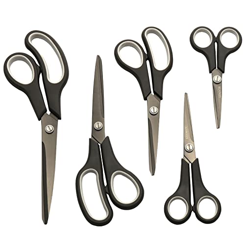 KUONIIY Scheren Set 5-teilig Titanbeschichtung Schere mit Weichem Griff Scharfe Klingen - Image 4