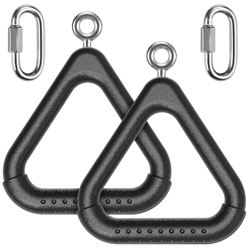 Dolibest Turnringe, 2er Dreieck Schaukelringe Trapezring Kunststoff Fitness Gymnastik Ringe Kletterringe for Outdoor Spielplatz Hindernisparcours Spielset Klettergerüst, Schwarz