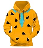 Arankhiger Funny Cartoon 3D Printed Hoodies Men's Halloween Long Sleeve Graphic Sweatshirt Drawstring Orange Pullover XL
