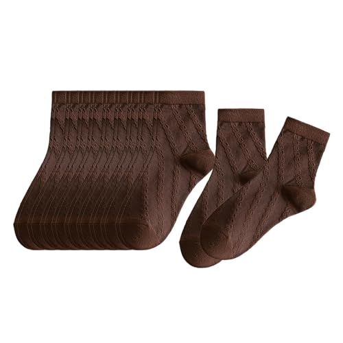 Qianly 10 Pairs Socks Woman Socks Non Slip Machine Wash Soft Elastic Fashion Low Cut Socks Casual for Teens Women Gift Mom Girls, Pure Brown